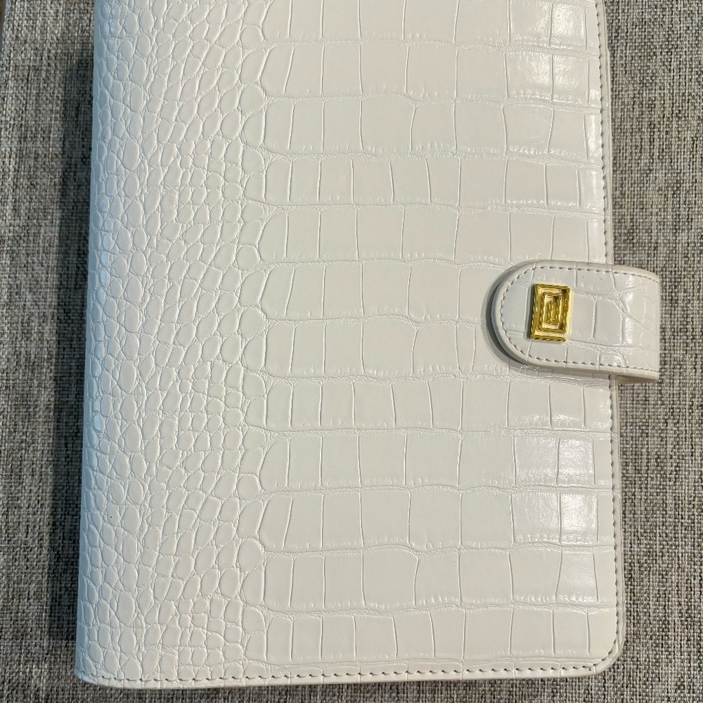 NOTIQ White croc planner cover w/ pencil case
